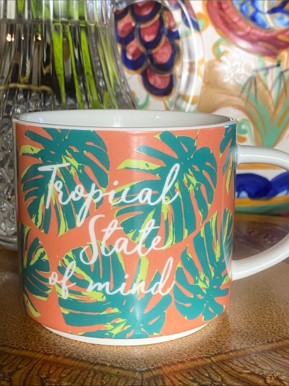 Threshold Coral and Green Tropical State of Mind Porcelain Mug